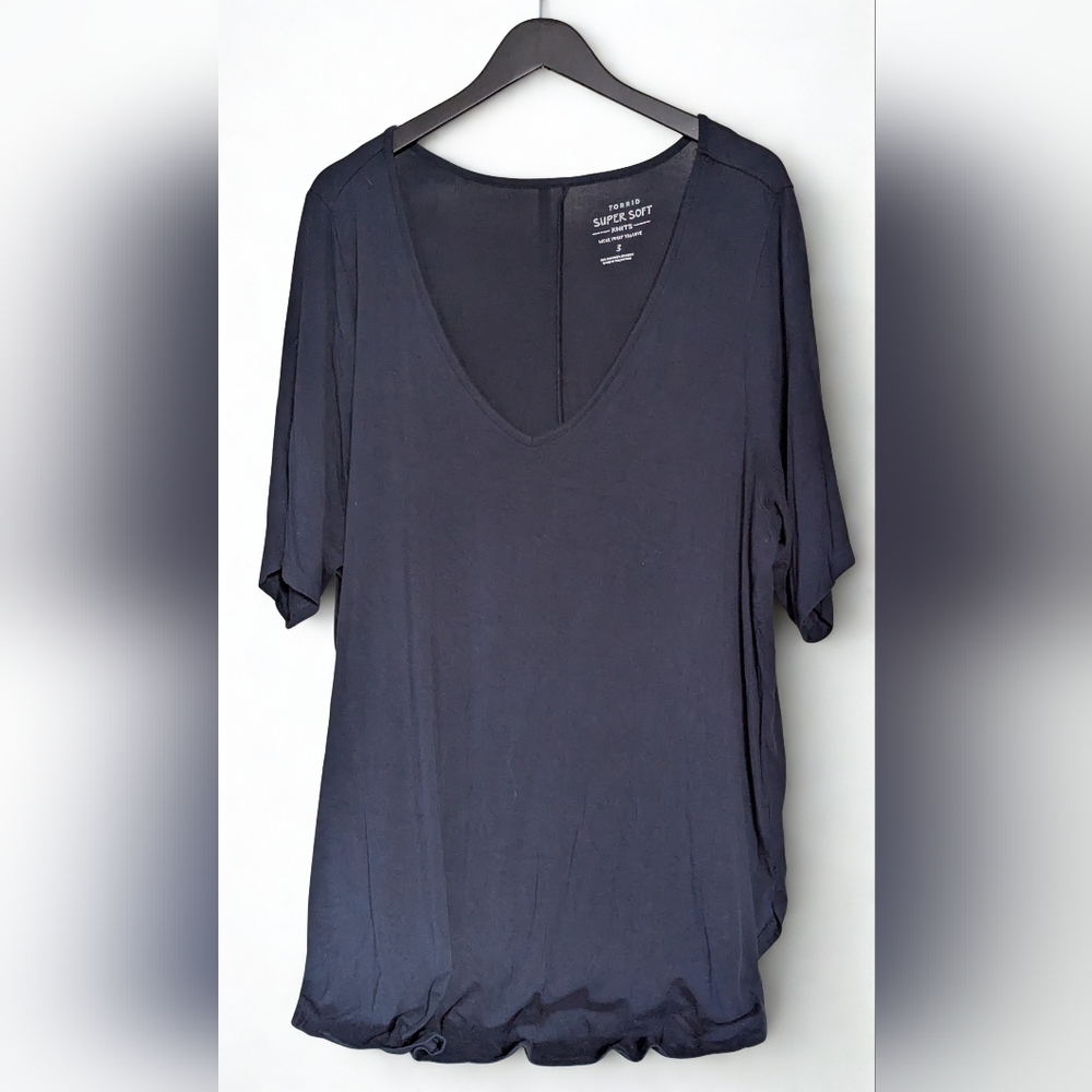 Torrid Deep Navy V Neck Short Sleeve Top